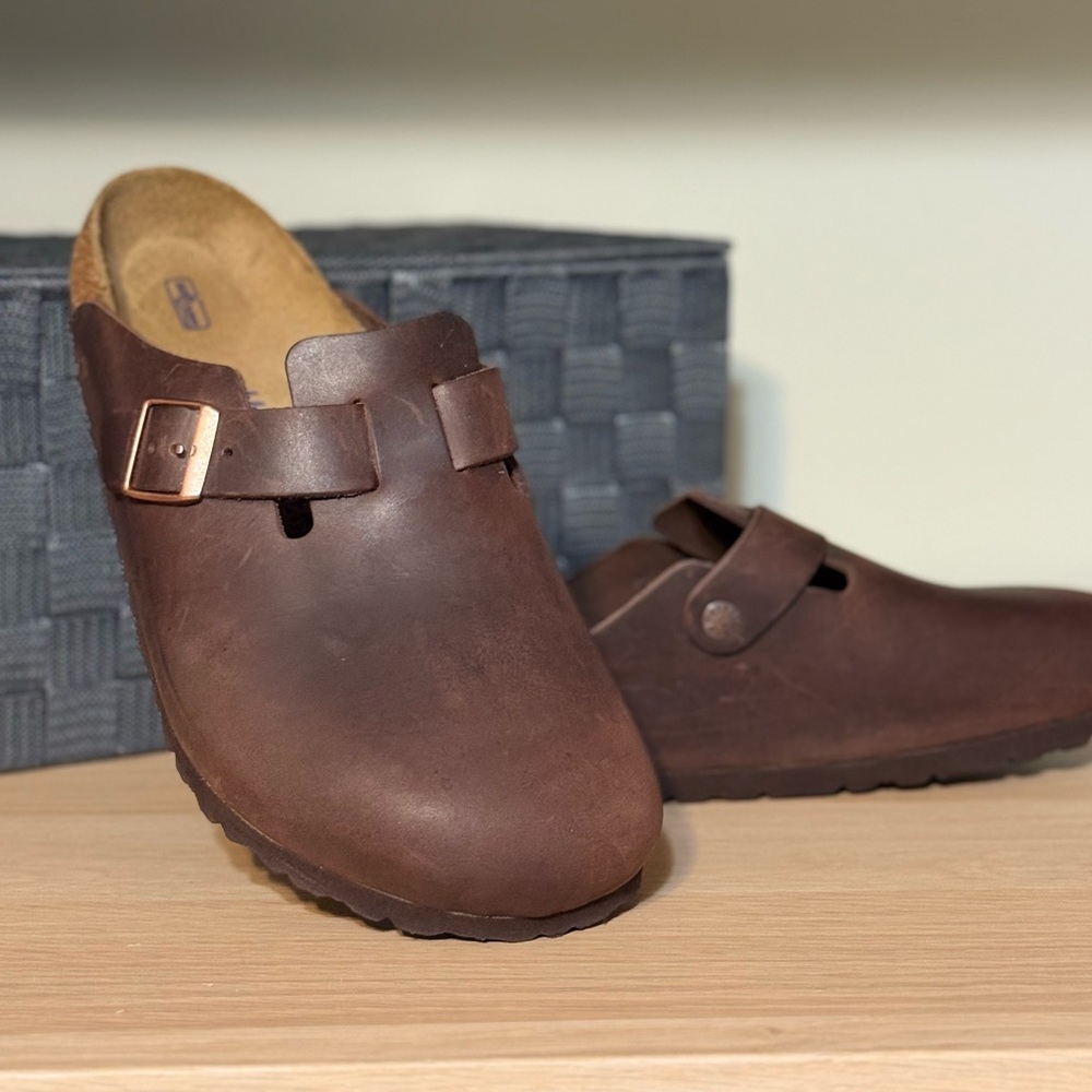 NWOB Birkenstock Men’s Boston Oiled Leather Clogs Brown Chocolate Size 44